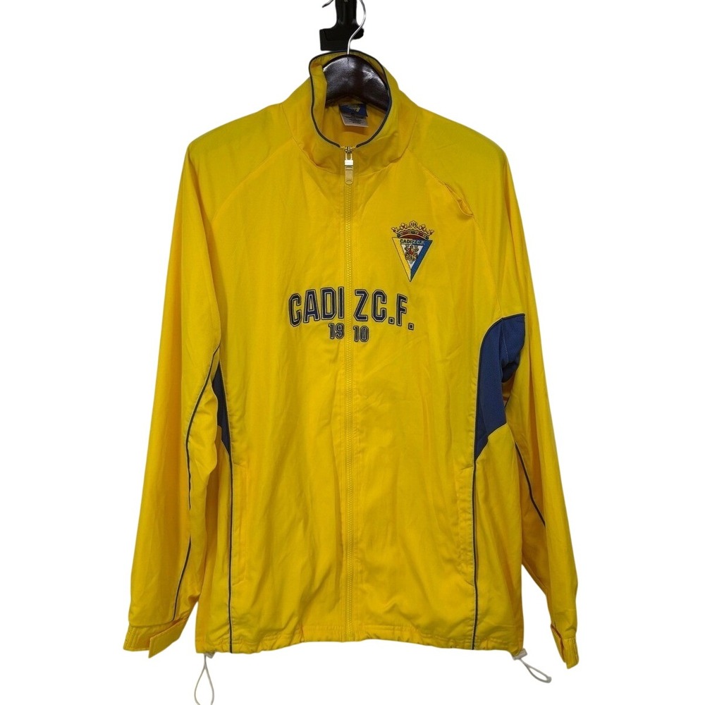 Cadiz CF Soccer Track Jacket Mens Yellow Navy Full Zip Windbreaker La Liga L